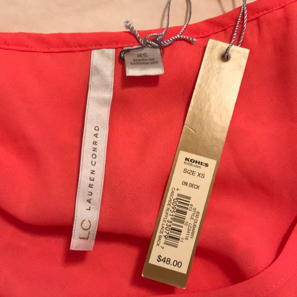 Lauren Conrad cascade ruffle lace back Top xs - Picture 3 of 4